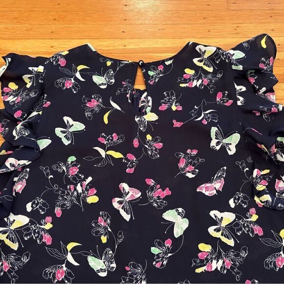 ModCloth navy butterfly sleeveless blouse/tank top - Picture 3 of 4